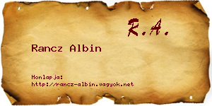 Rancz Albin névjegykártya